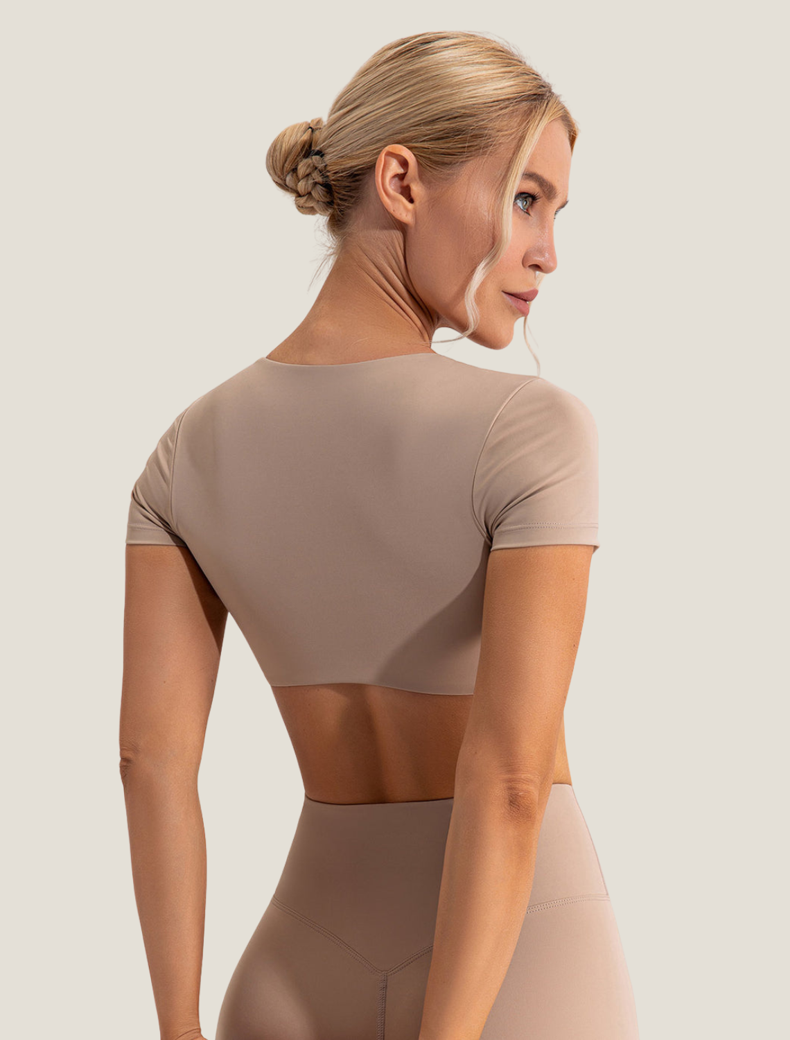 Women’s Short Sleeve Crop Top - Square Neck Fitted Active Top for Training and Everyday Wear