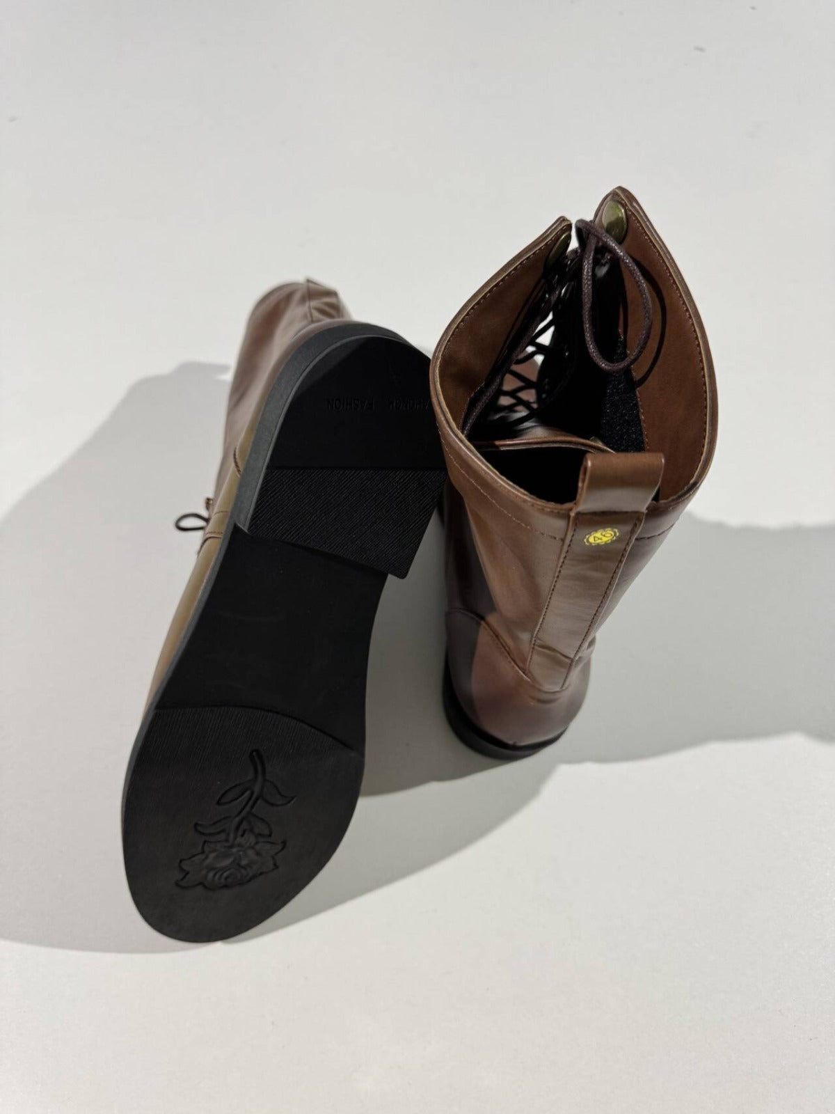 Women’s Lace Up Ankle Boots – Mid Height Design with Collapsible Cuff Detail