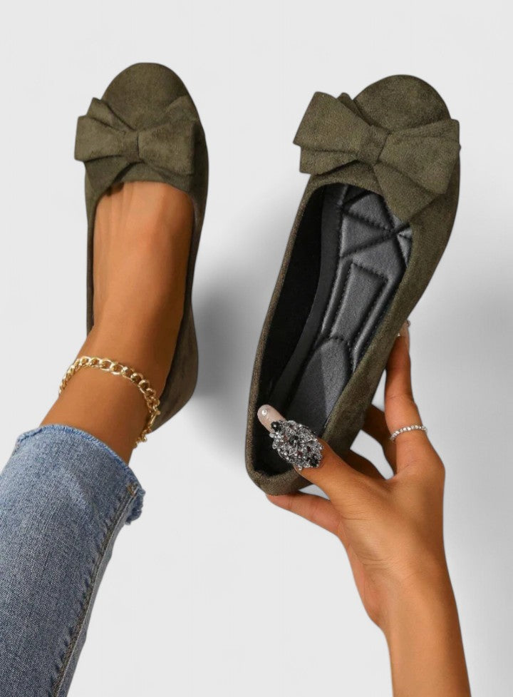 Women's Suede Flats Orthopedic Bow Toe