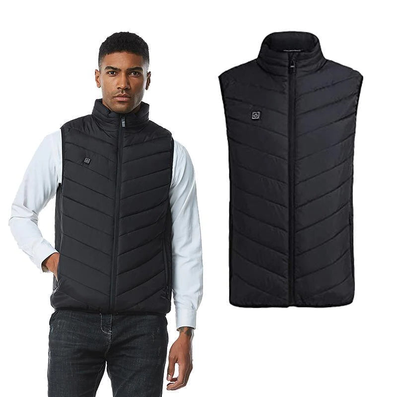 Carbon Fiber Heated Vest with 11 Zones and 12-Hour Battery, Windproof Polyester