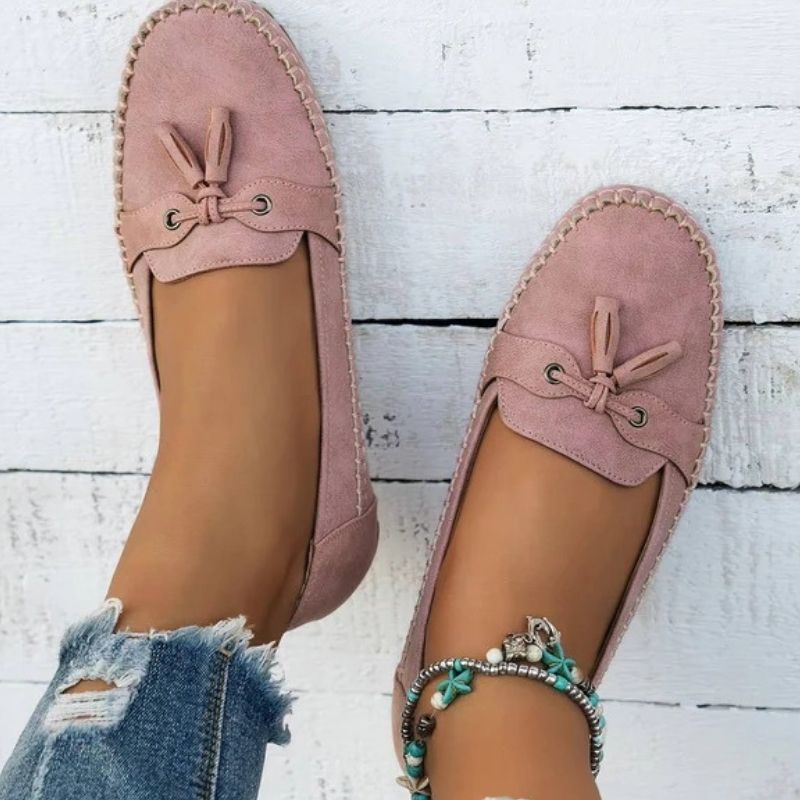 Memory Foam Loafers with Contoured Arch Support and Bow Detail
