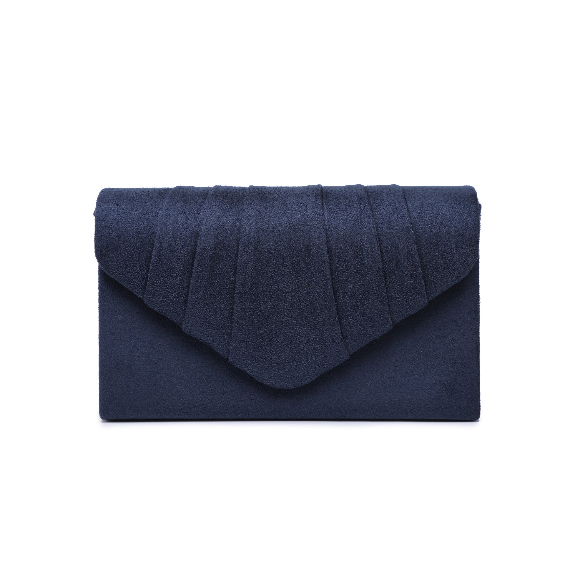 Women's Suede Pleated Clutch Bag Envelope with Flap Closure