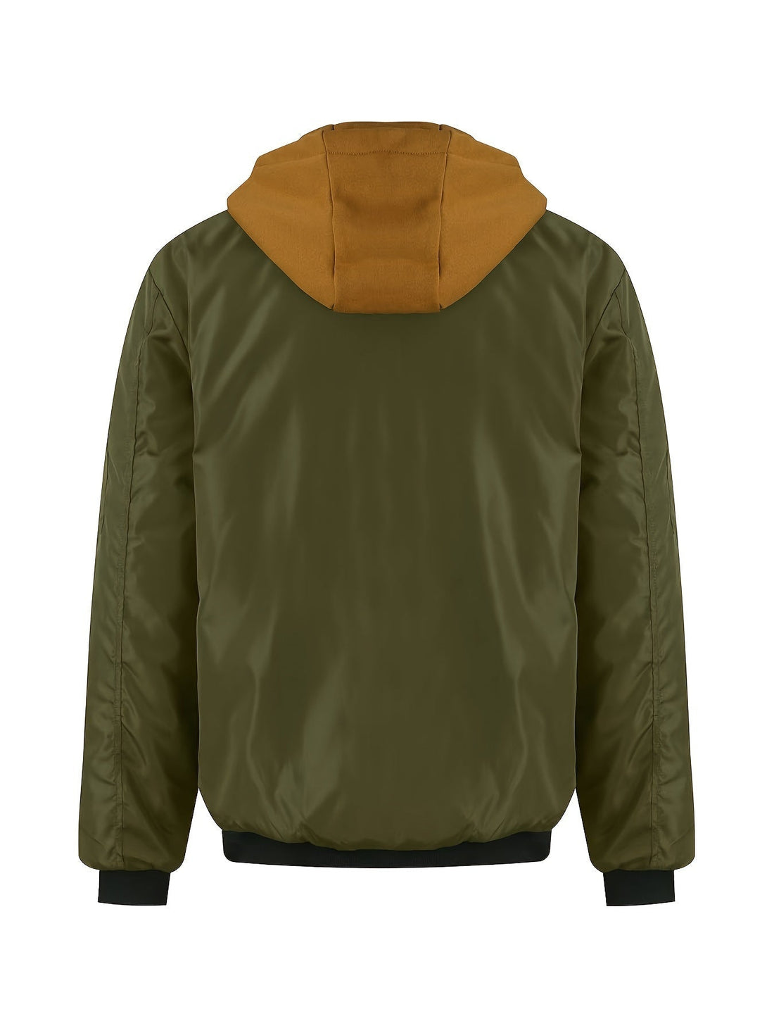Hooded Winter Jacket with Full Zipper and Insulated Lining, Adjustable Hood