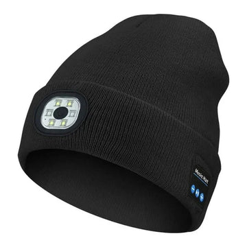 LED Beanie with Bluetooth Speakers and Detachable Light Module