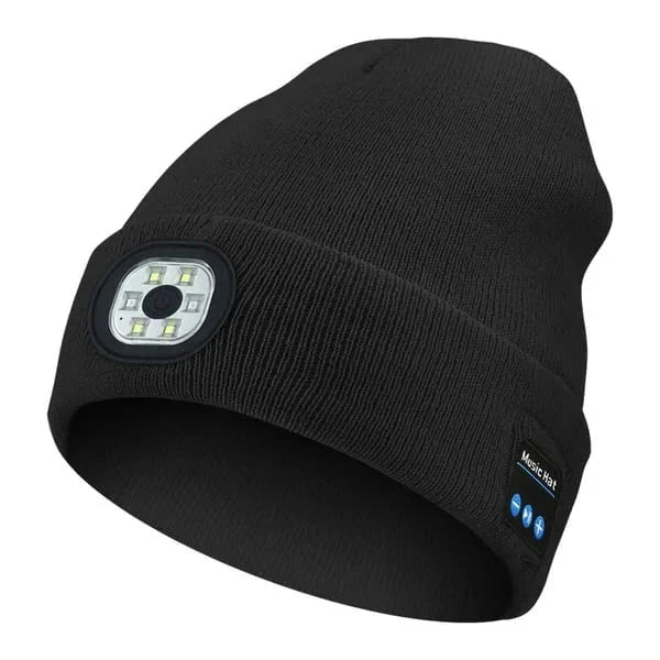 LED Beanie with Bluetooth Speakers and Detachable Light Module