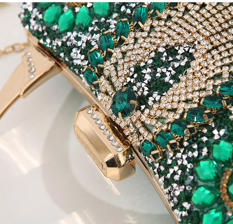 Women's Rhinestone Embellished Clutch Bag with Metal Top Handle