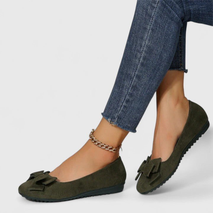 Women's Suede Flats Orthopedic Bow Toe