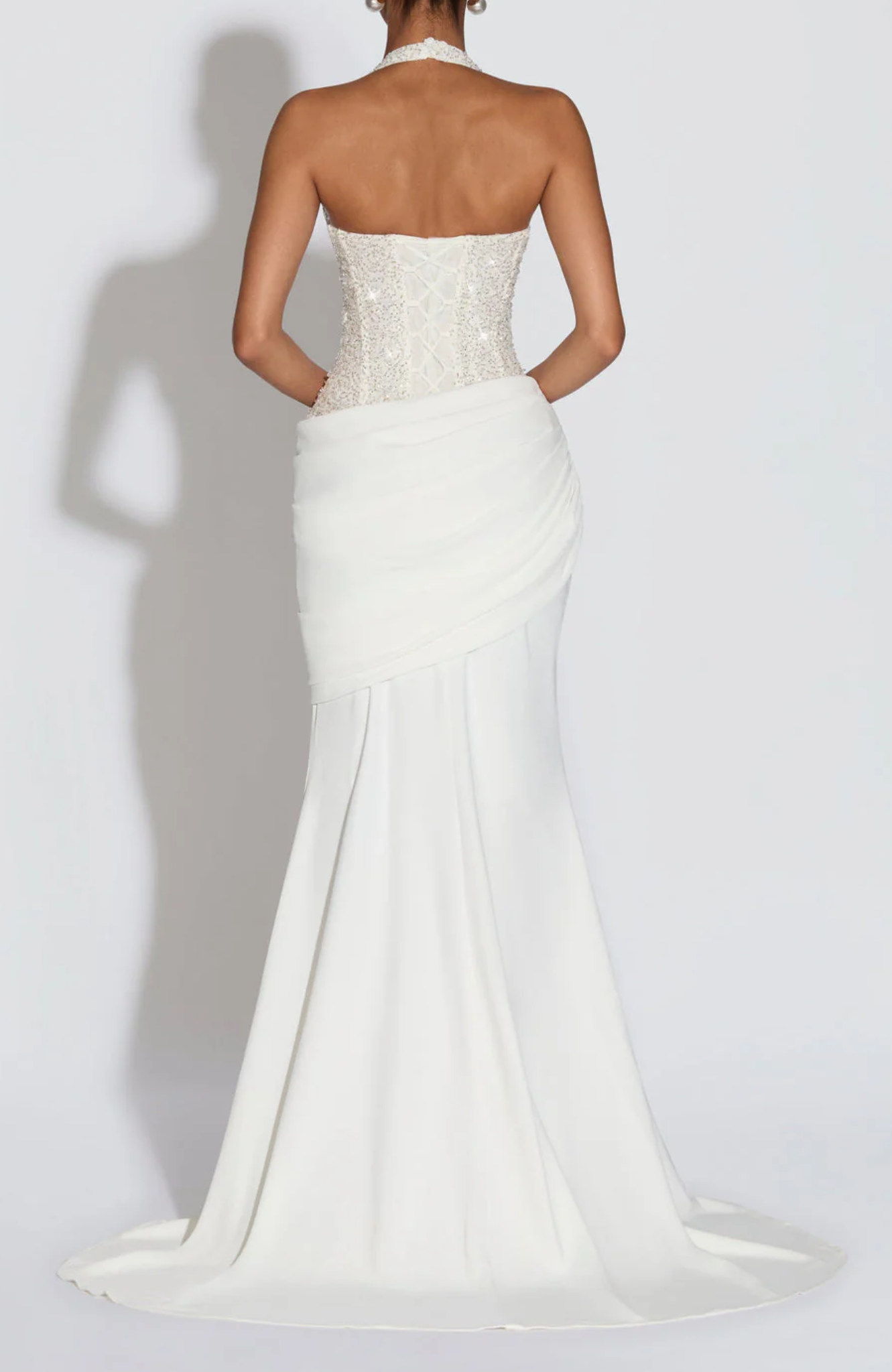 Women’s Maxi Dress with Sequin Bodice and Draped Skirt – Evening Formal Style
