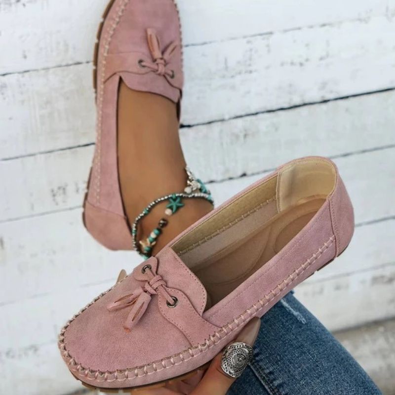 Memory Foam Loafers with Contoured Arch Support and Bow Detail