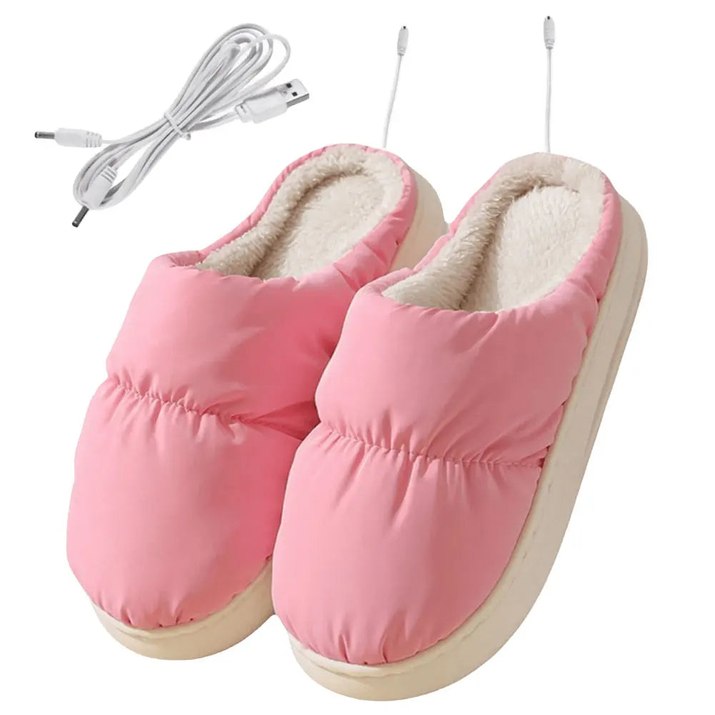 USB Heated Slippers with Plush Interior and Stretchy Fit