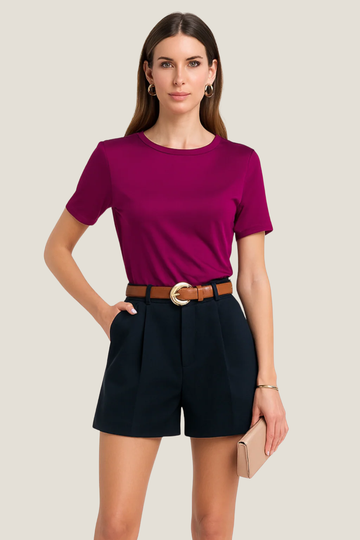 High Rise Pleated Shorts - Tailored Fit - Elegant Smart Casual Womenswear