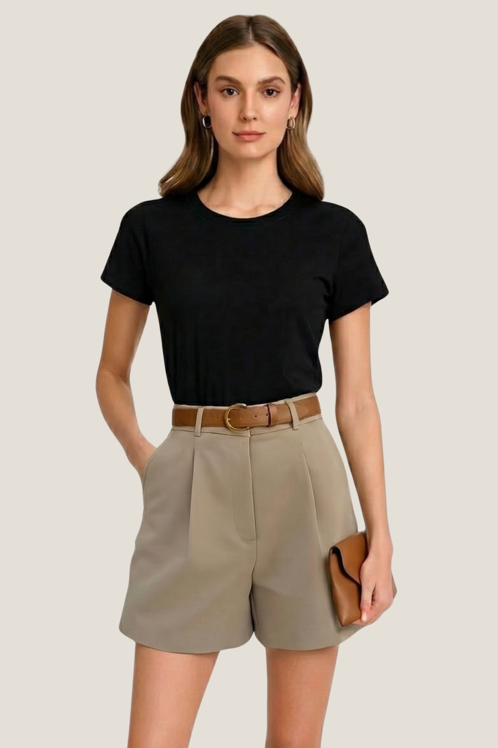 High Rise Pleated Shorts - Tailored Fit - Elegant Smart Casual Womenswear