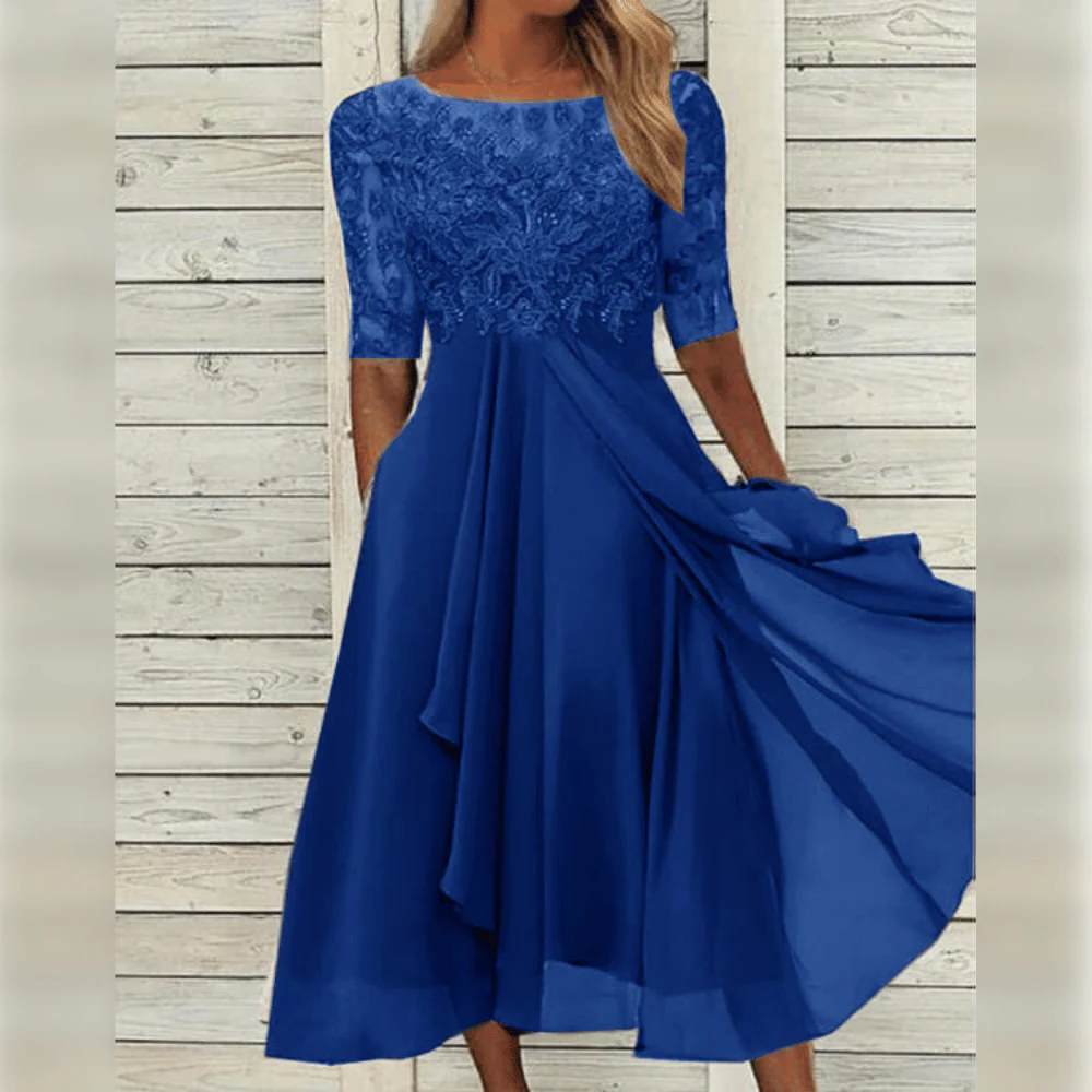 Elegant Dress with Body Conforming Fit for Weddings and Events