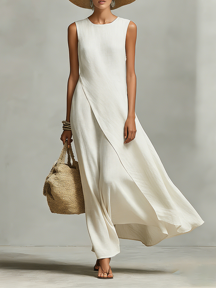 Women's Linen Maxi Dress Sleeveless