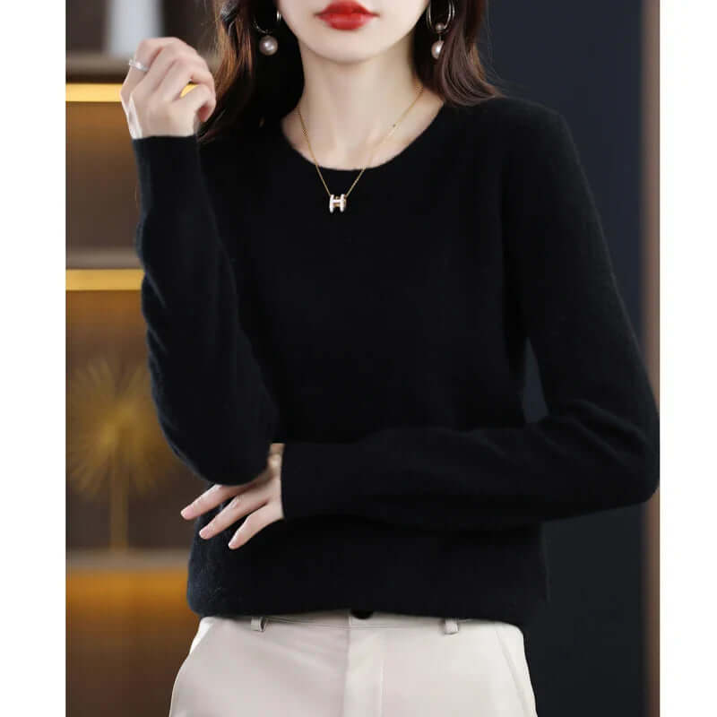 Knitted Pullover Sweater with Soft Fabric and Natural Insulation, Fitted Silhouette