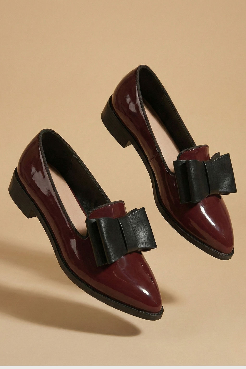 Women’s Bow Detail Flats - Rounded Toe Design - Elegant Slip-On Dress Shoes for Smart Casual Wear