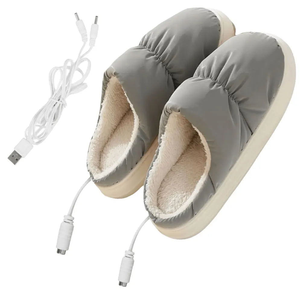 USB Heated Slippers with Plush Interior and Stretchy Fit