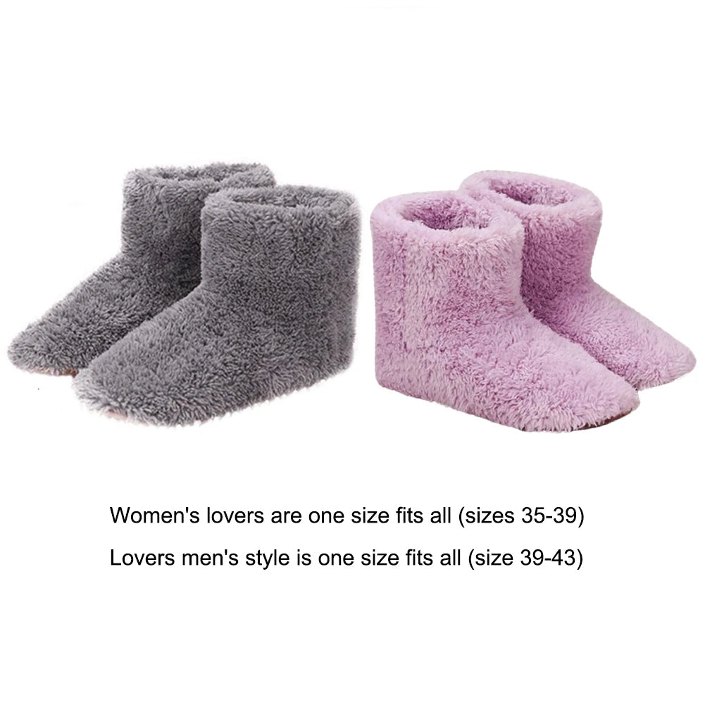 USB Heated Slippers with Plush Lining and Extended Cord for Men and Women