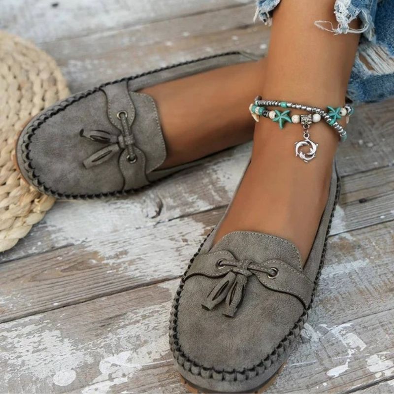 Memory Foam Loafers with Contoured Arch Support and Bow Detail
