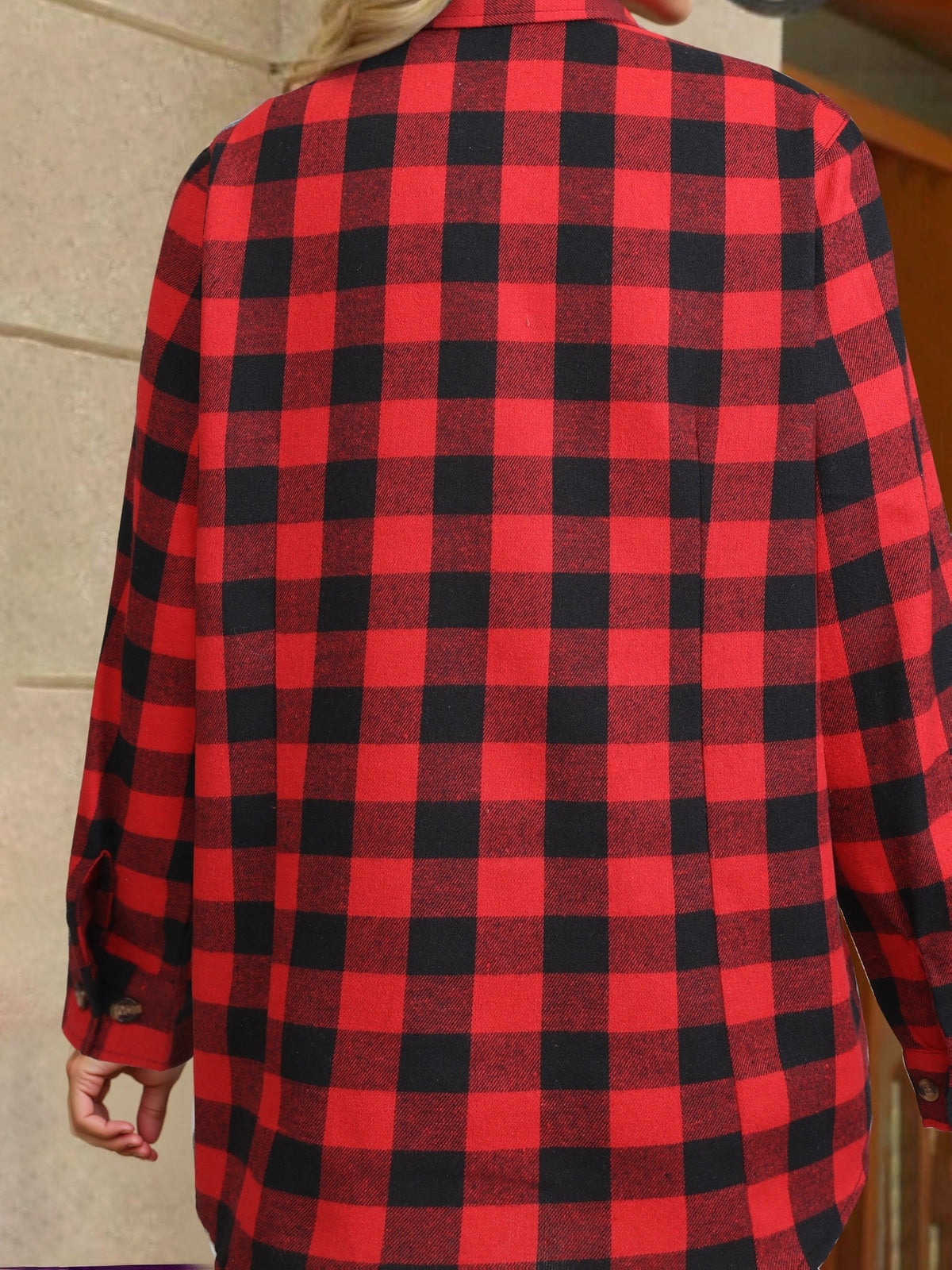 Button Up Buffalo Check Shirt with Chest Pockets and Relaxed Fit