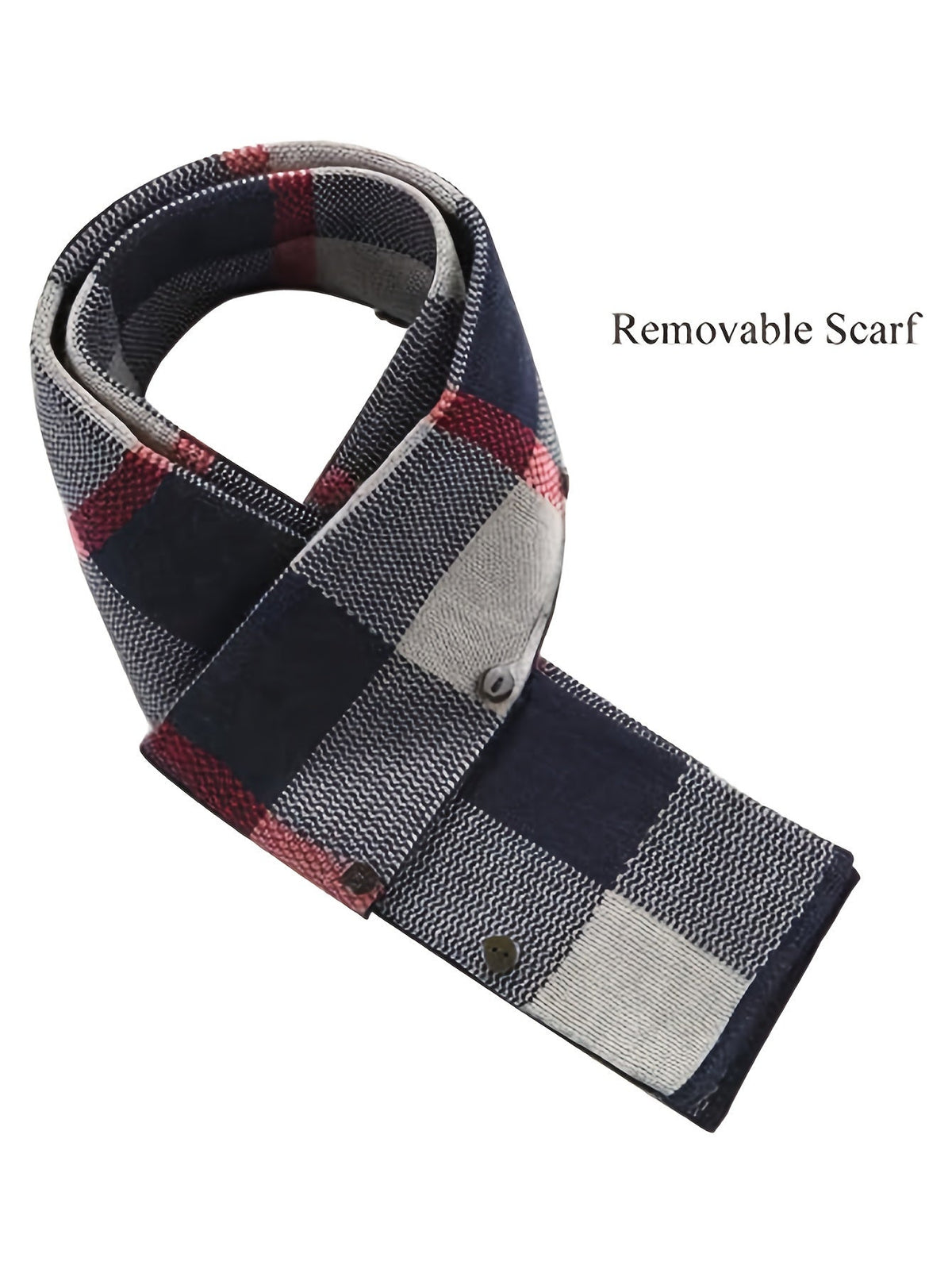 Insulated Overcoat with Lapel Collar and Removable Scarf