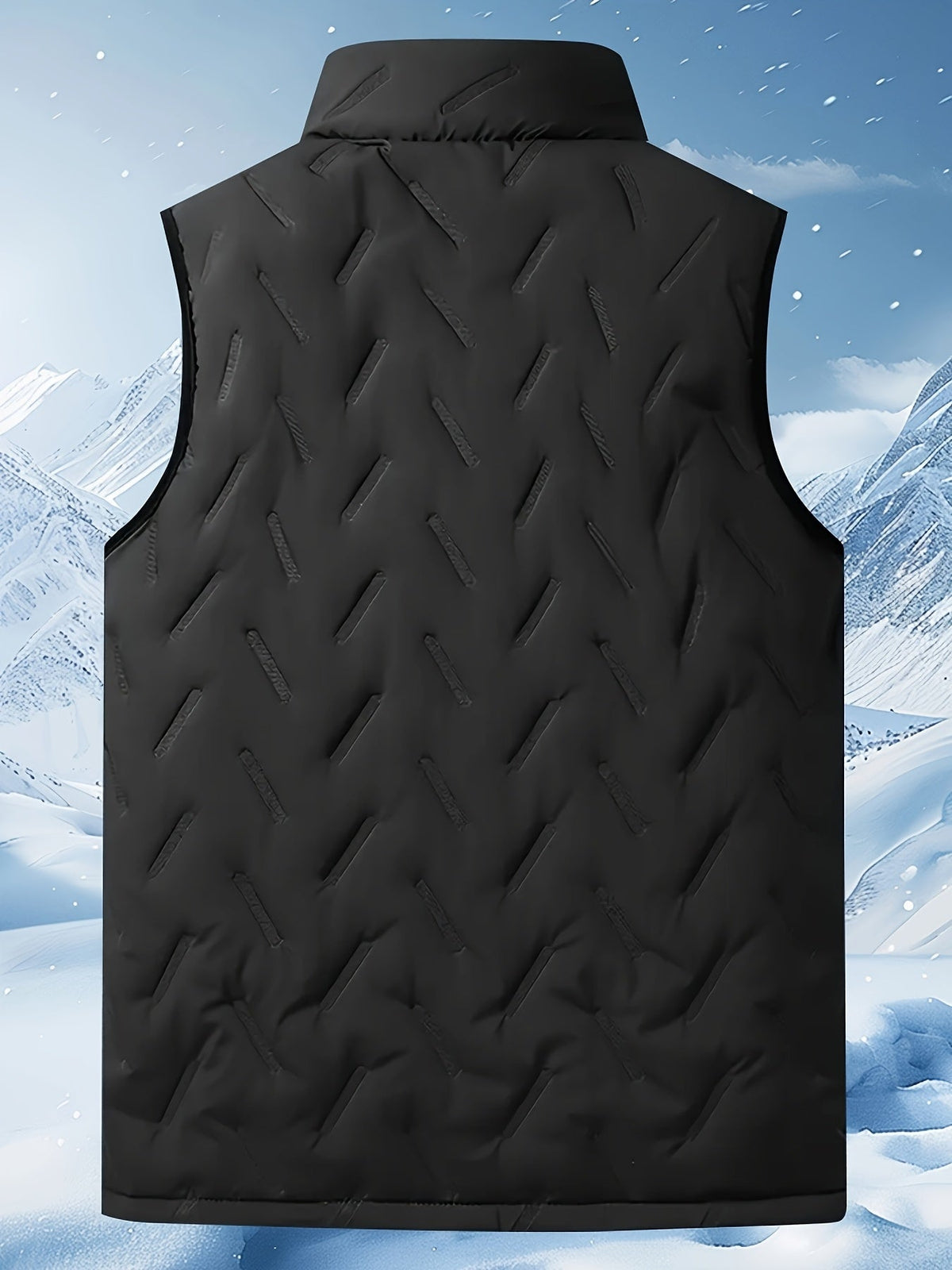 Sleeveless Insulated Vest with Stand Collar and Zippered Pockets, Plush Lined
