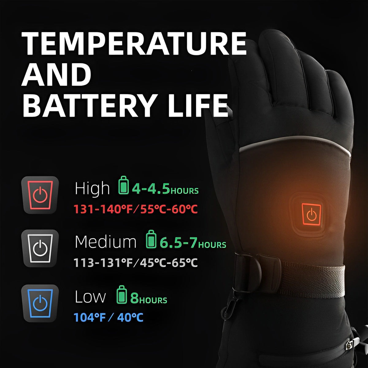 Heated Work Gloves with Full Finger Warmth and 8 Hour Battery Life