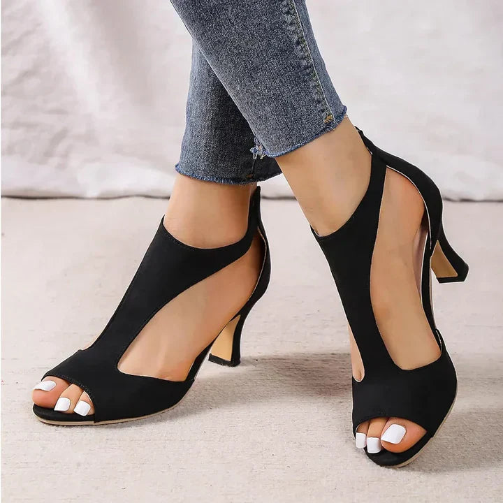 Women’s Open Toe High Heel Sandals with Cut Out Design - Elegant Occasion Style