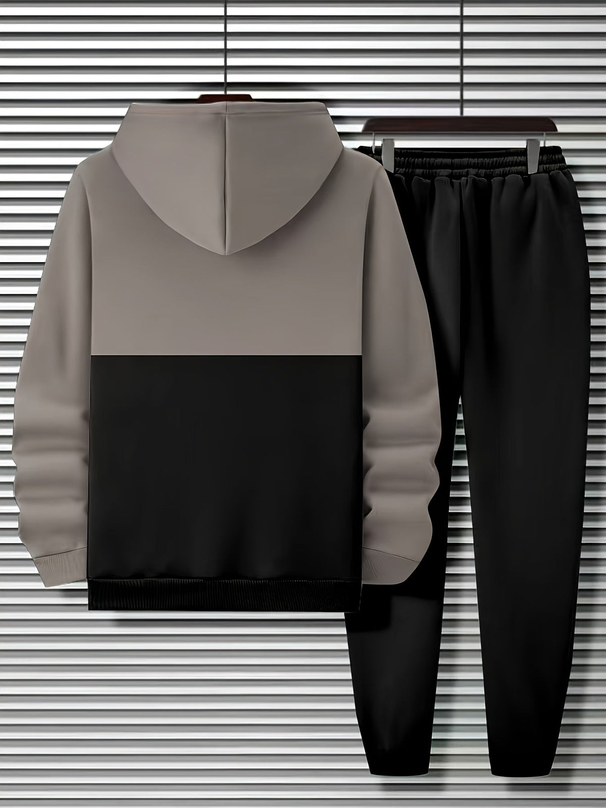 Pullover Hoodie with Color Block Panels and Adjustable Hood, Relaxed Fit