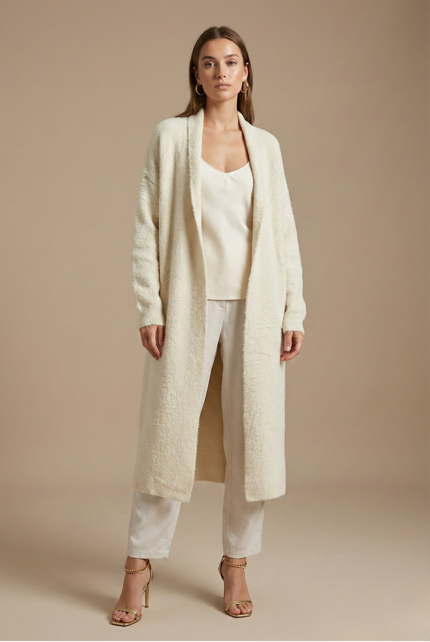 Women’s Longline Open Cardigan with Relaxed Silhouette