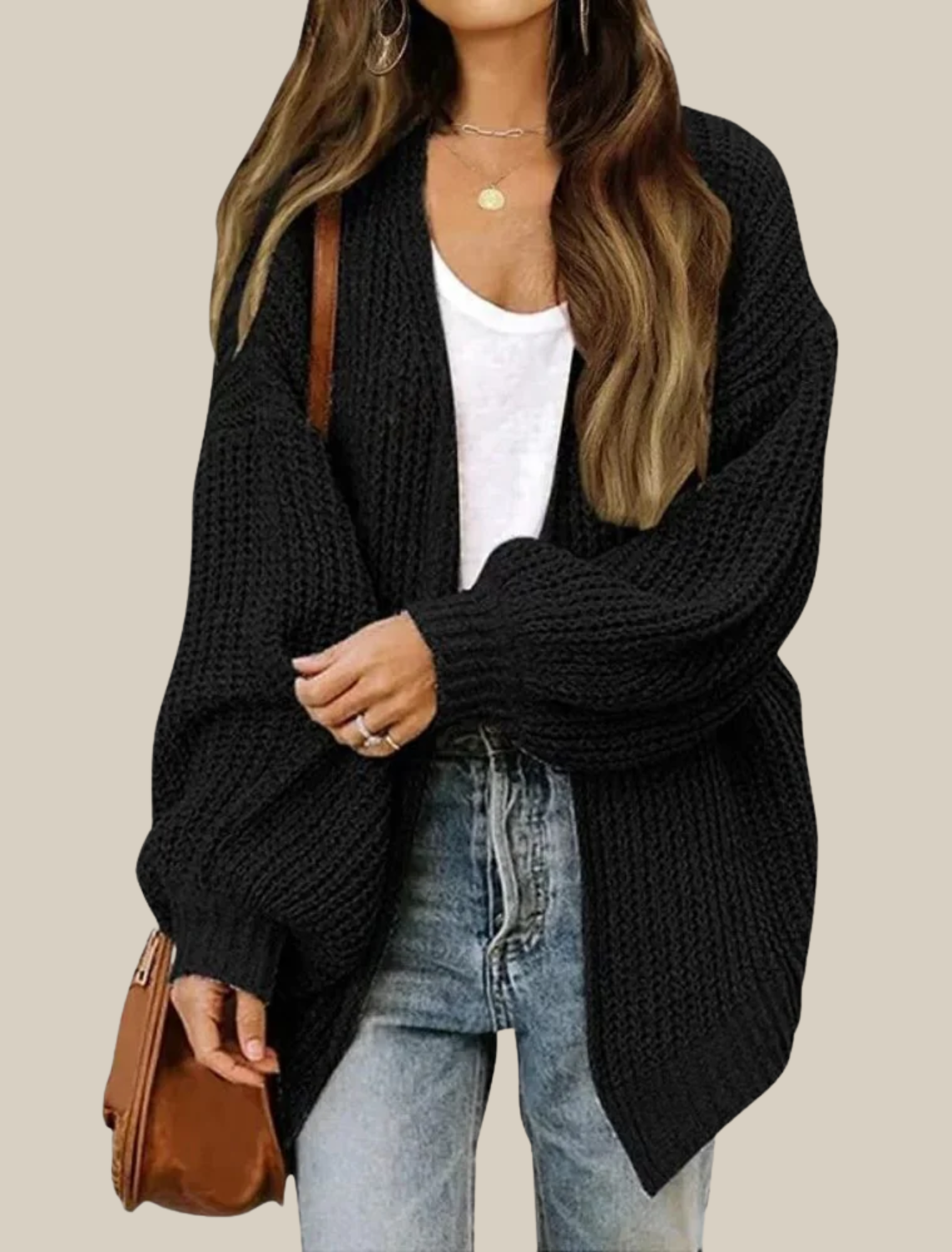 Women’s Relaxed Fit Open-Front Knit Cardigan – Effortless Layering Essential