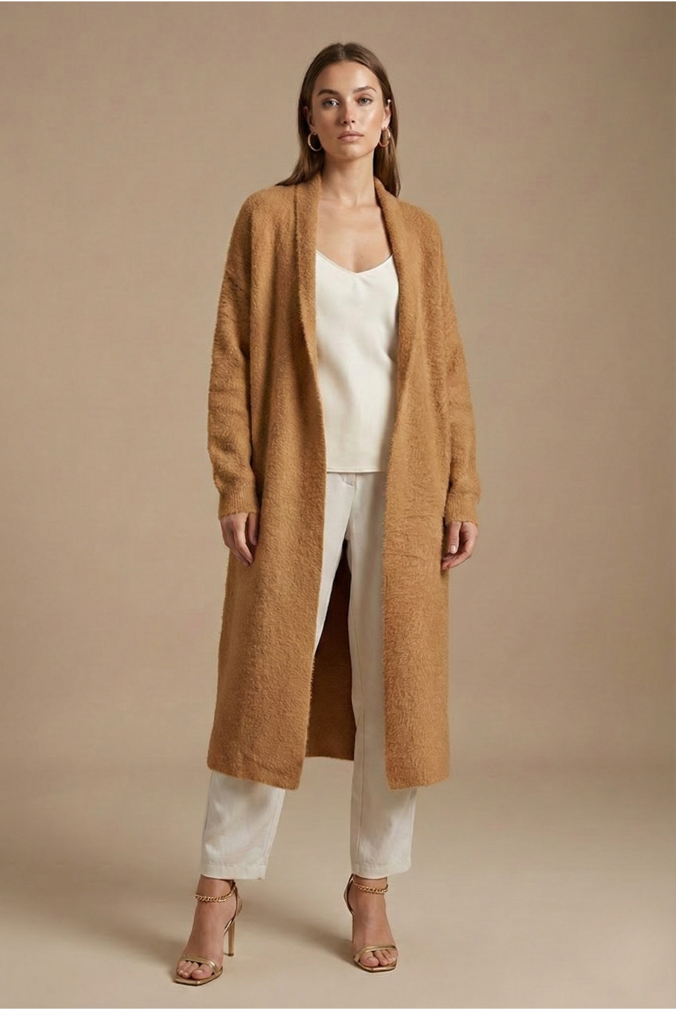 Women’s Longline Open Cardigan with Relaxed Silhouette