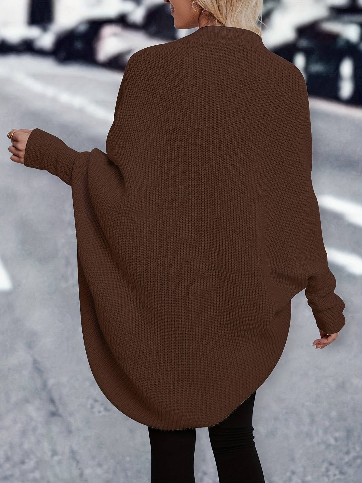 Open Front Longline Cardigan with Relaxed Sleeves for Layering