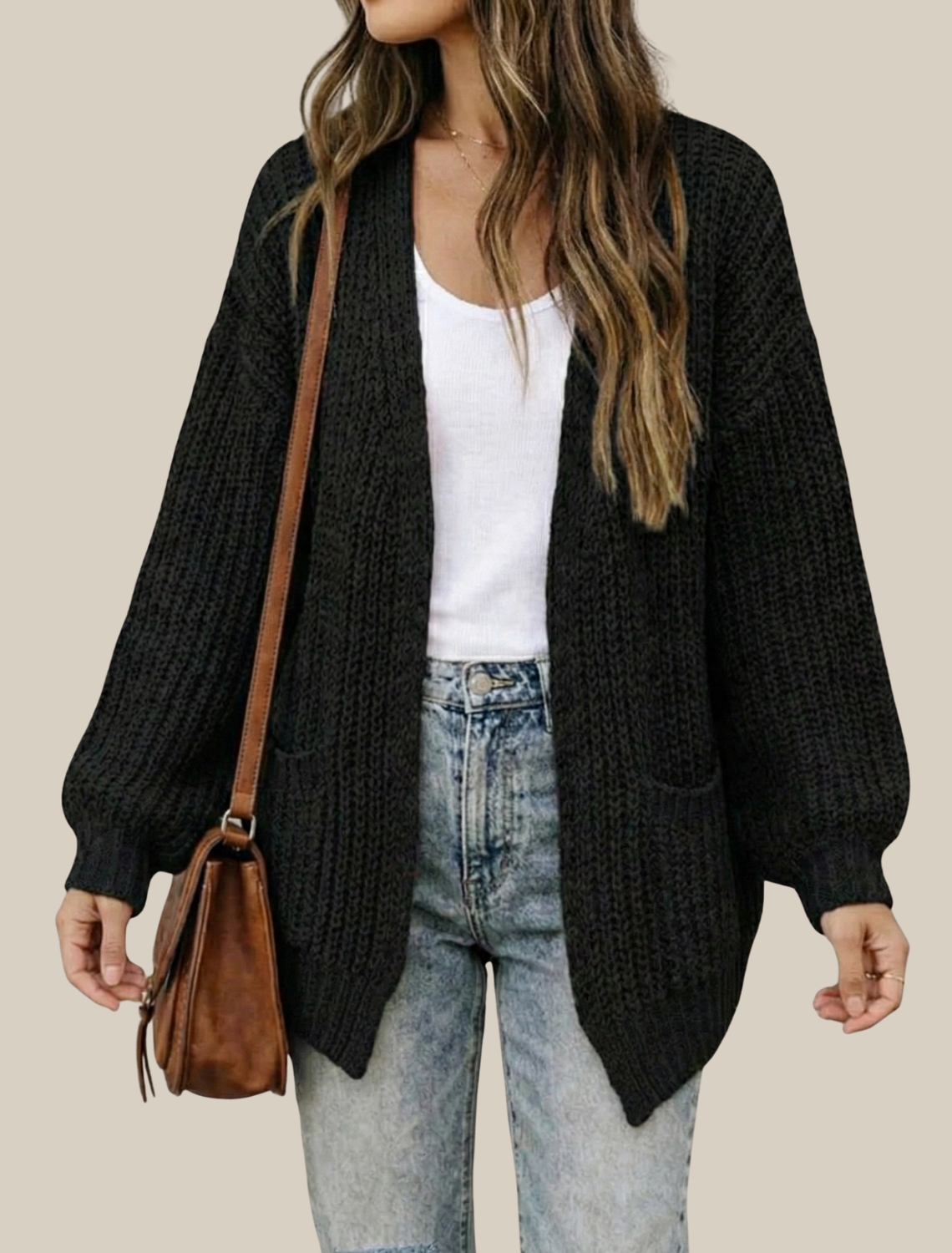 Women’s Relaxed Fit Open-Front Knit Cardigan – Effortless Layering Essential