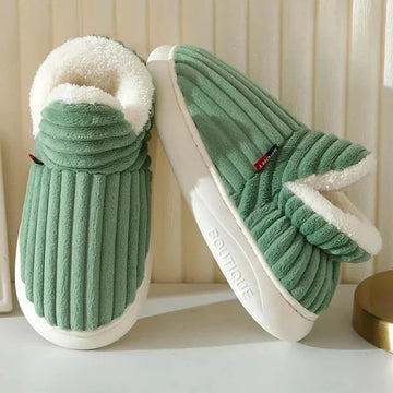 Warm Fleece Slippers with Textured Grip Sole and Ankle Coverage