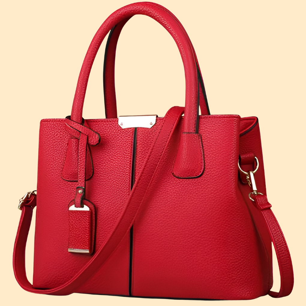 Bolso Tote Estructurado para Mujer - Bolso de Mano con Asa Superior y Correa Cruzada Desmontable con Herrajes en Tono Dorado
