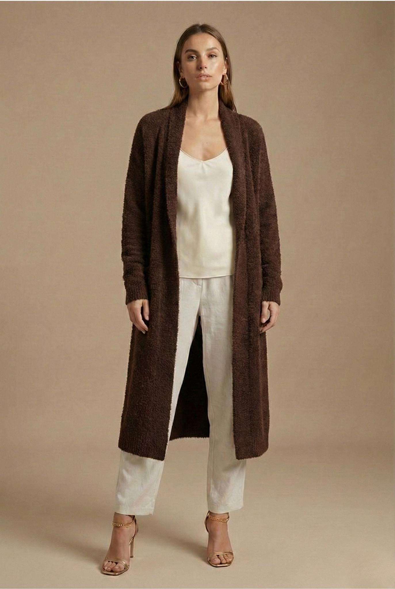 Women’s Longline Open Cardigan with Relaxed Silhouette