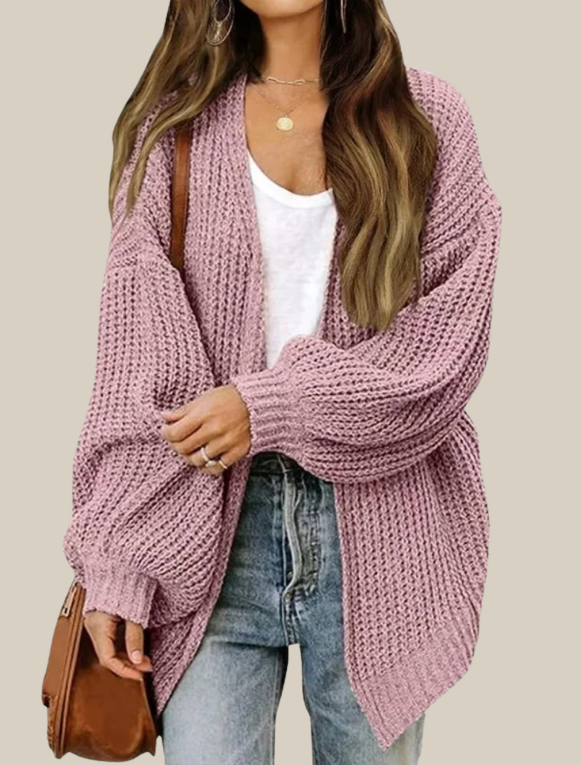 Women’s Relaxed Fit Open-Front Knit Cardigan – Effortless Layering Essential