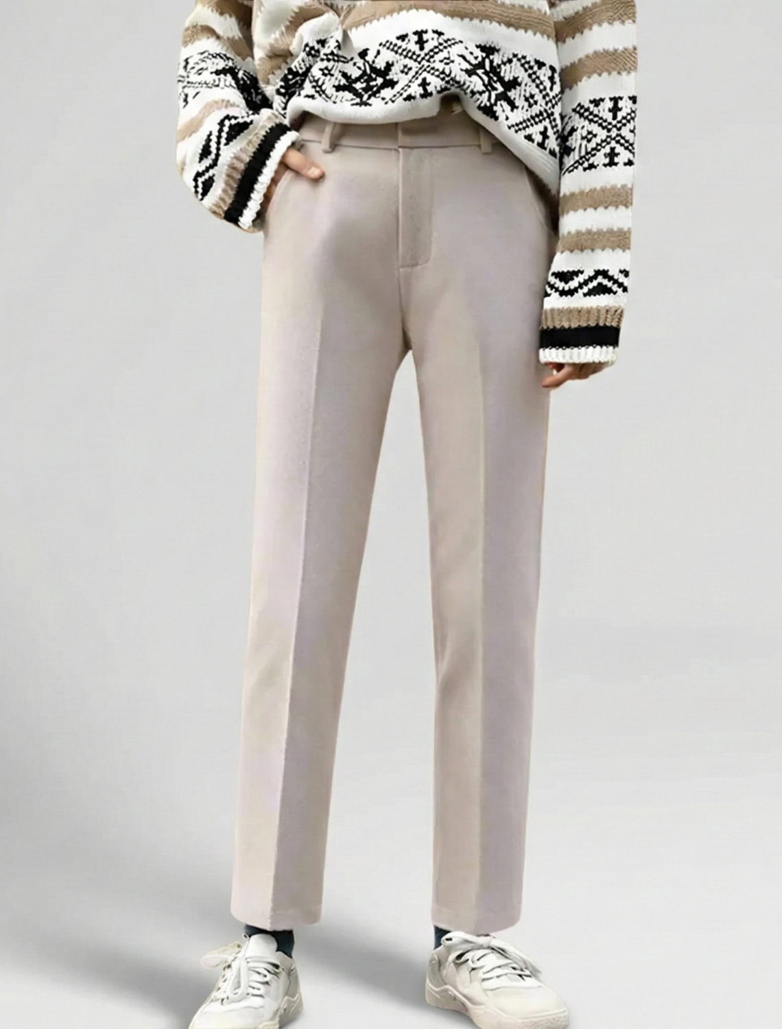Women’s Slim Straight Pants - Mid Rise - Full Length - Tailored Waist - Clean Front