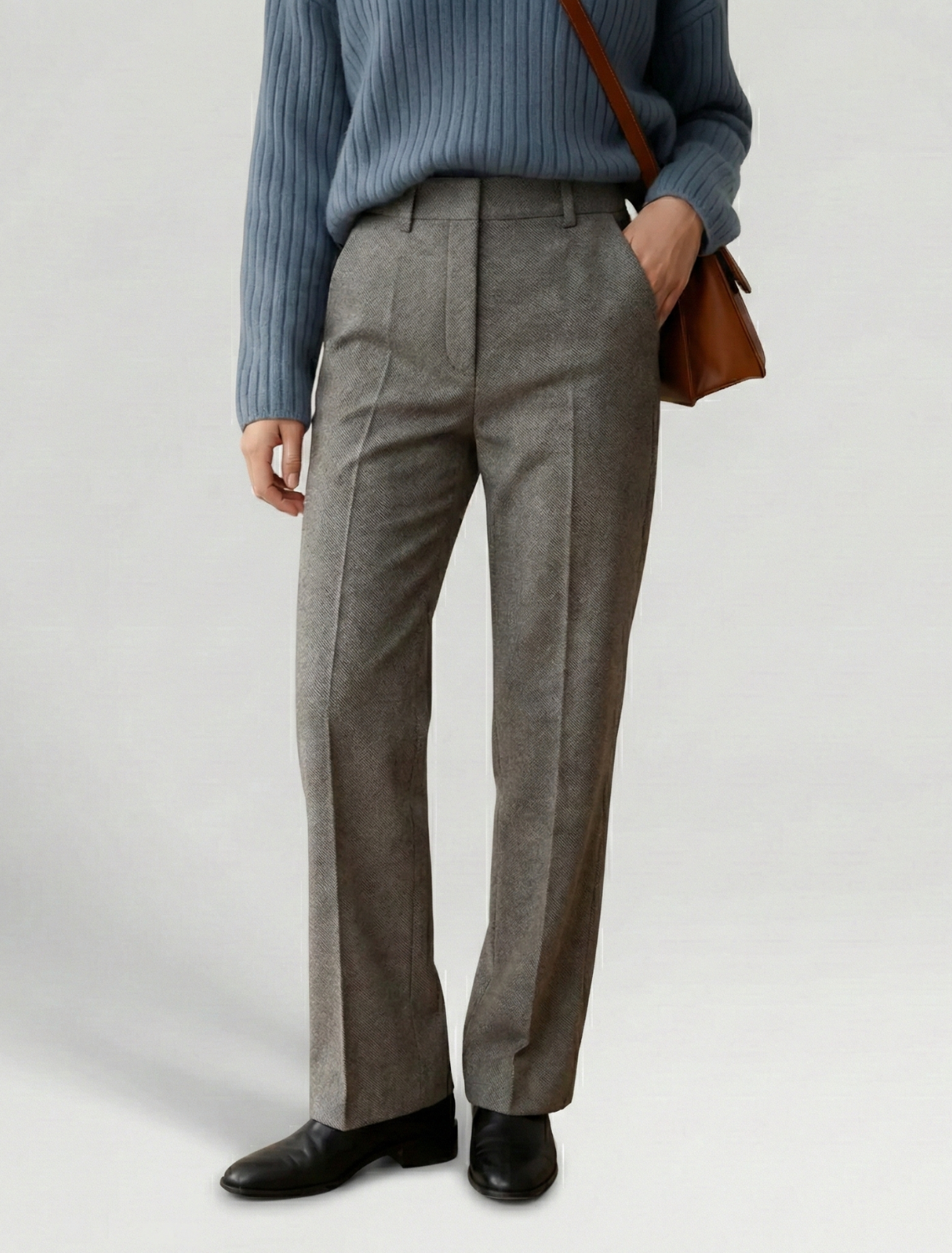 Women’s Slim Straight Pants - Mid Rise - Full Length - Tailored Waist - Clean Front