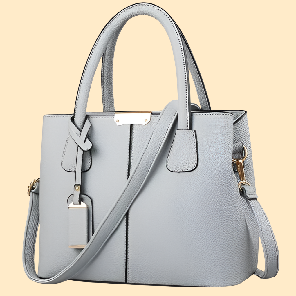 Bolso Tote Estructurado para Mujer - Bolso de Mano con Asa Superior y Correa Cruzada Desmontable con Herrajes en Tono Dorado