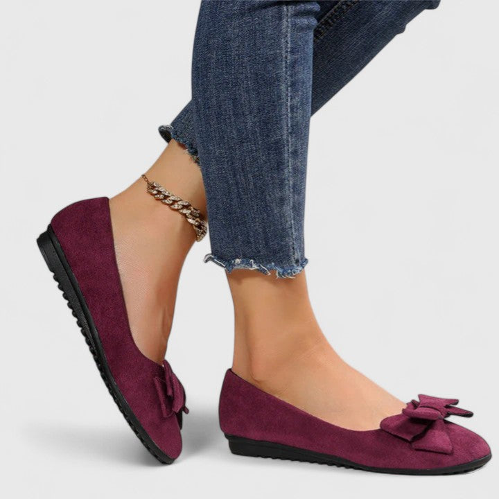 Women's Suede Flats Orthopedic Bow Toe