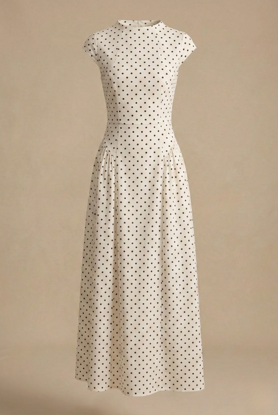 Women’s Polka Dot Maxi Dress with Round Neck and A Line Silhouette