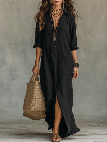 Women's Maxi Dress Shirt Style Relaxed Fit