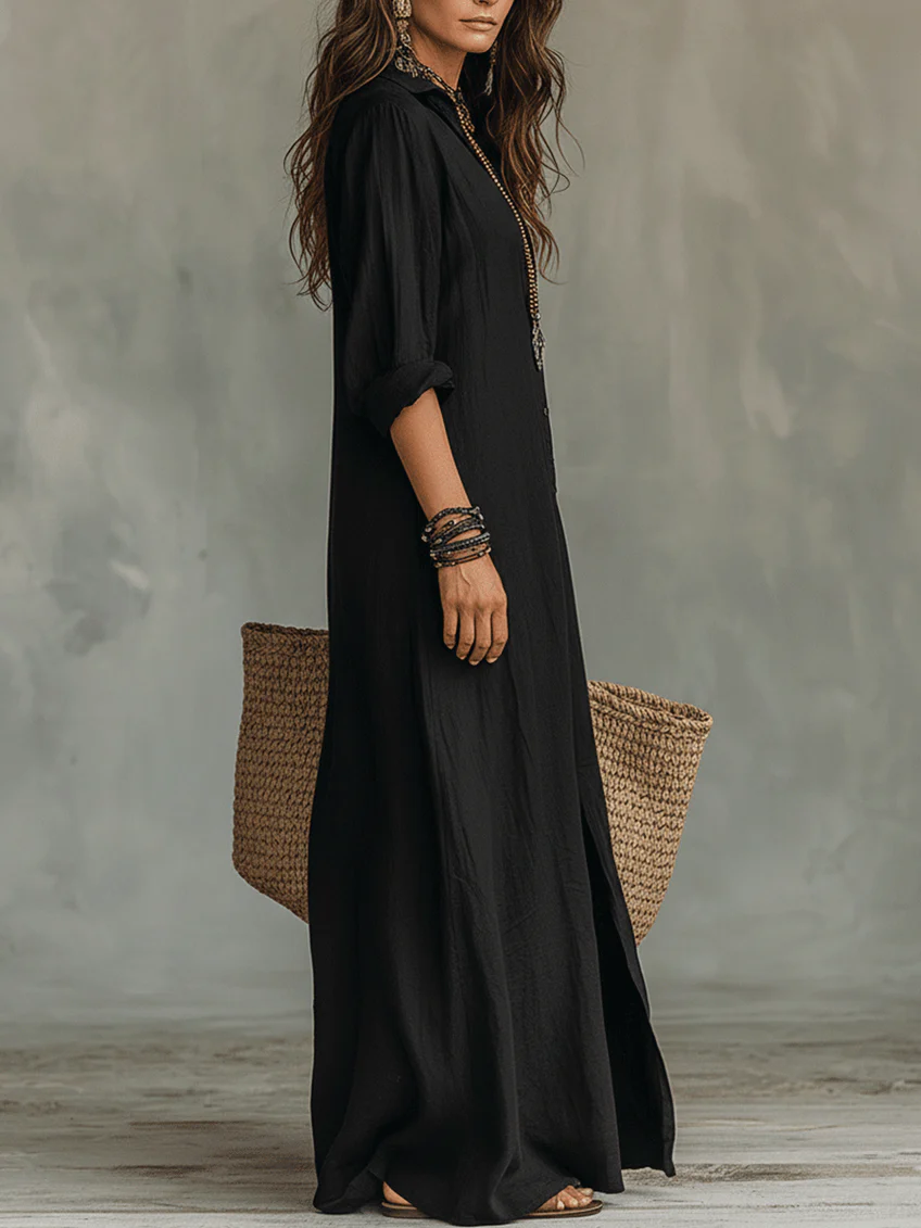Women's Maxi Dress Shirt Style Relaxed Fit