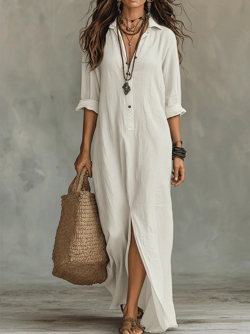 Women's Maxi Dress Shirt Style Relaxed Fit