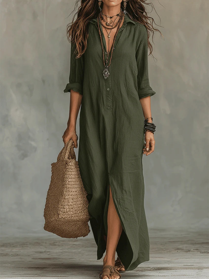 Women's Maxi Dress Shirt Style Relaxed Fit