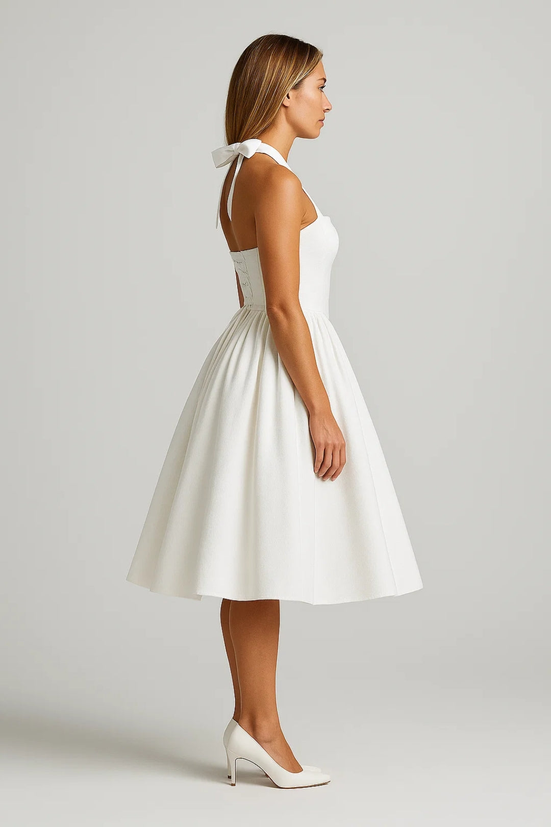 Women's Halter Midi Dress Pleated