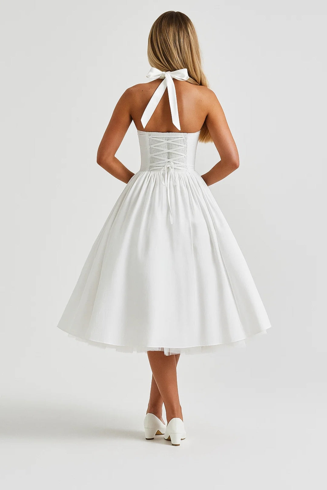 Women's Halter Midi Dress Pleated