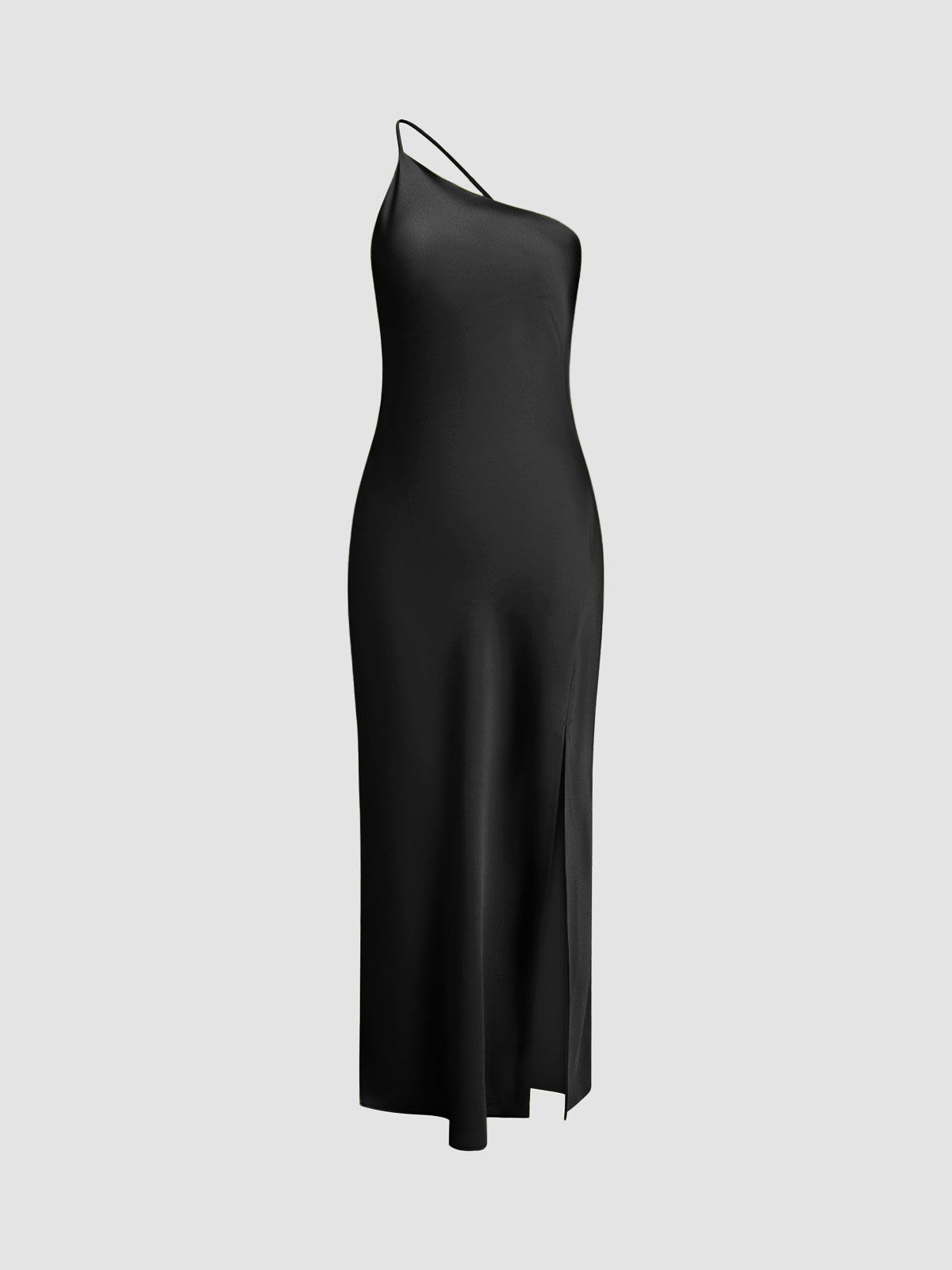 Damen-Ein-Schulter-Midikleid mit offenem Rücken und seitlichem Schlitz
